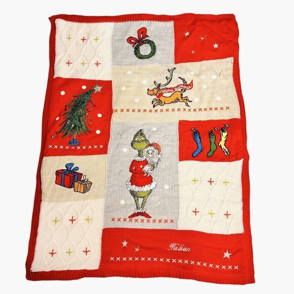 Pottery Barn Kids KILIAN Dr. Seuss's The Grinch Holiday Heirloom Baby Blanket - Picture 1 of 15